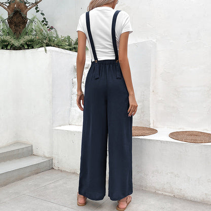 Damen Jumpsuit Weit Schnitt Elastischer Bund Norvielle