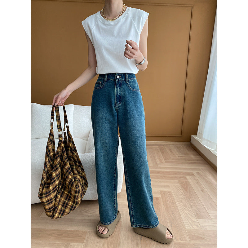 Damen High-Waist Jeans Weites Bein Lässig Norvielle