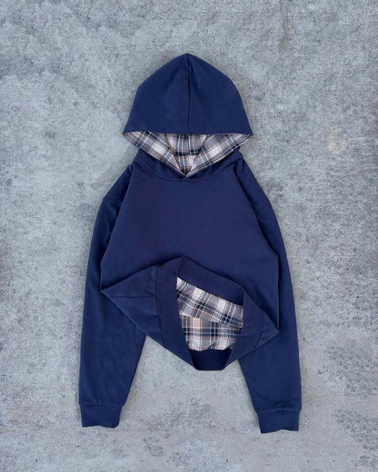 Damen Kapuzenpullover Karomuster Bequem