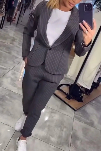 Damen Blazer Ensemble Streifen Tailliert