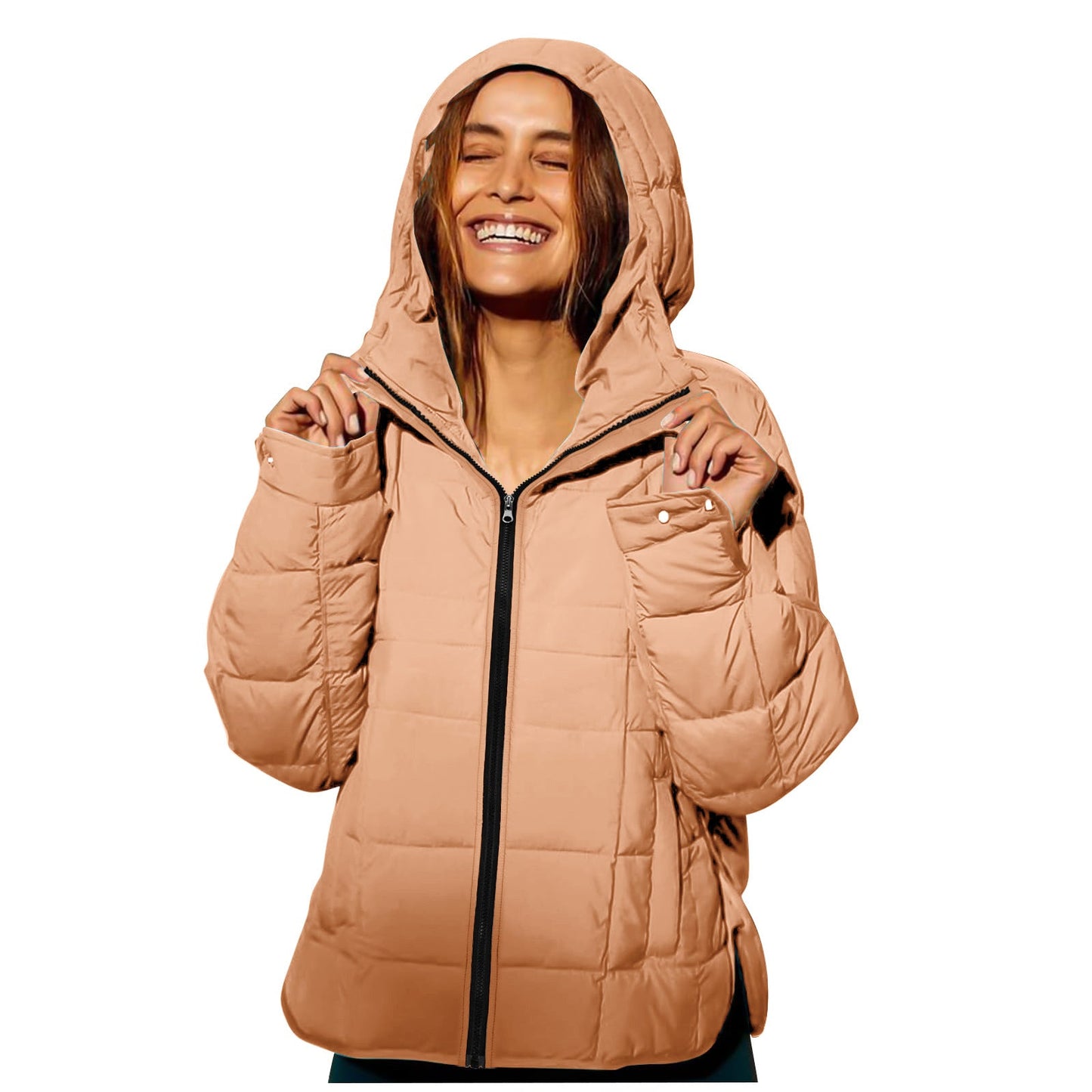 Damen Winterjacke Abnehmbare Kapuze Wasserabweisend Norvielle