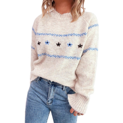 Damen Strickpullover Florales Design