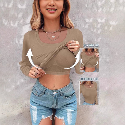 Damen Cropped Langarmshirt Mit Trägershirt Norvielle