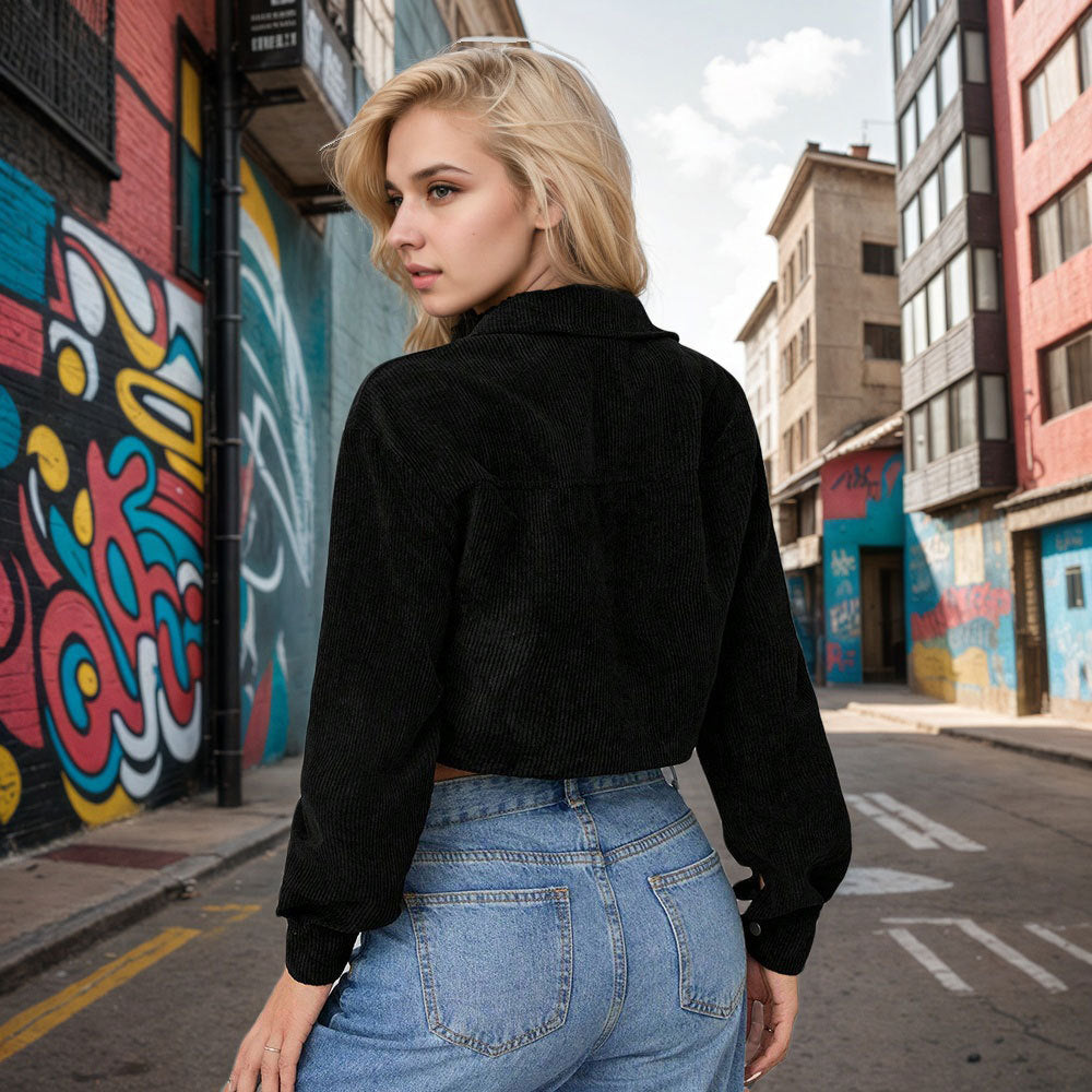 Damen Cropped Cordjacke Modisch