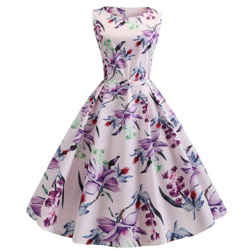 Damen A-Linien Kleid Florales Muster Seitentaschen Norvielle