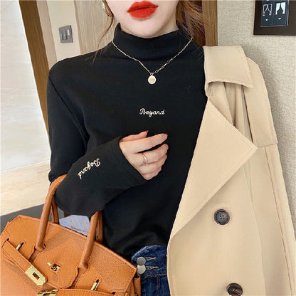Damen Turtleneck Pullover mit Schriftzug