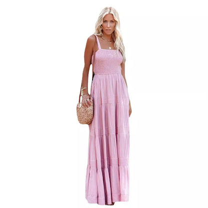 Damen Maxikleid Leicht Raffung Spaghettiträger Norvielle