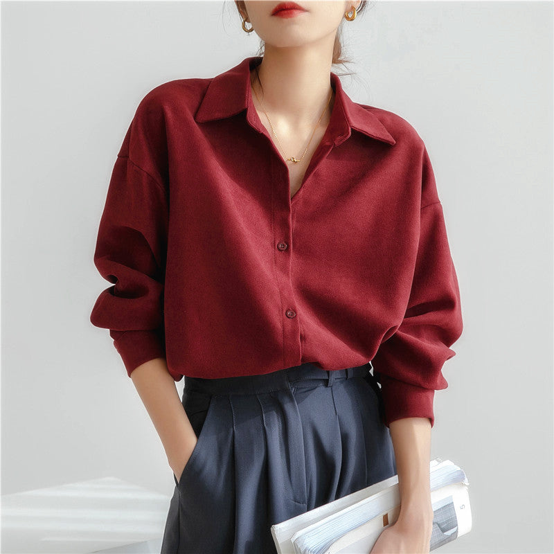 Damen Oversized Bluse Eleganter Kragen Lässiger Schnitt Norvielle - Norvielle