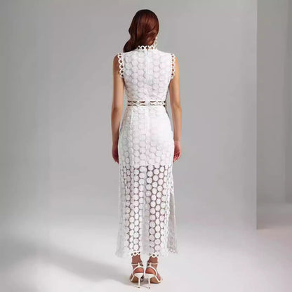 Damen Maxikleid Spitze Transparent Norvielle