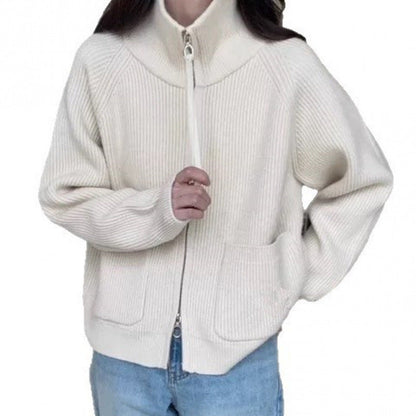 Damen Strickjacke Hochkragen mit Taschen Norvielle