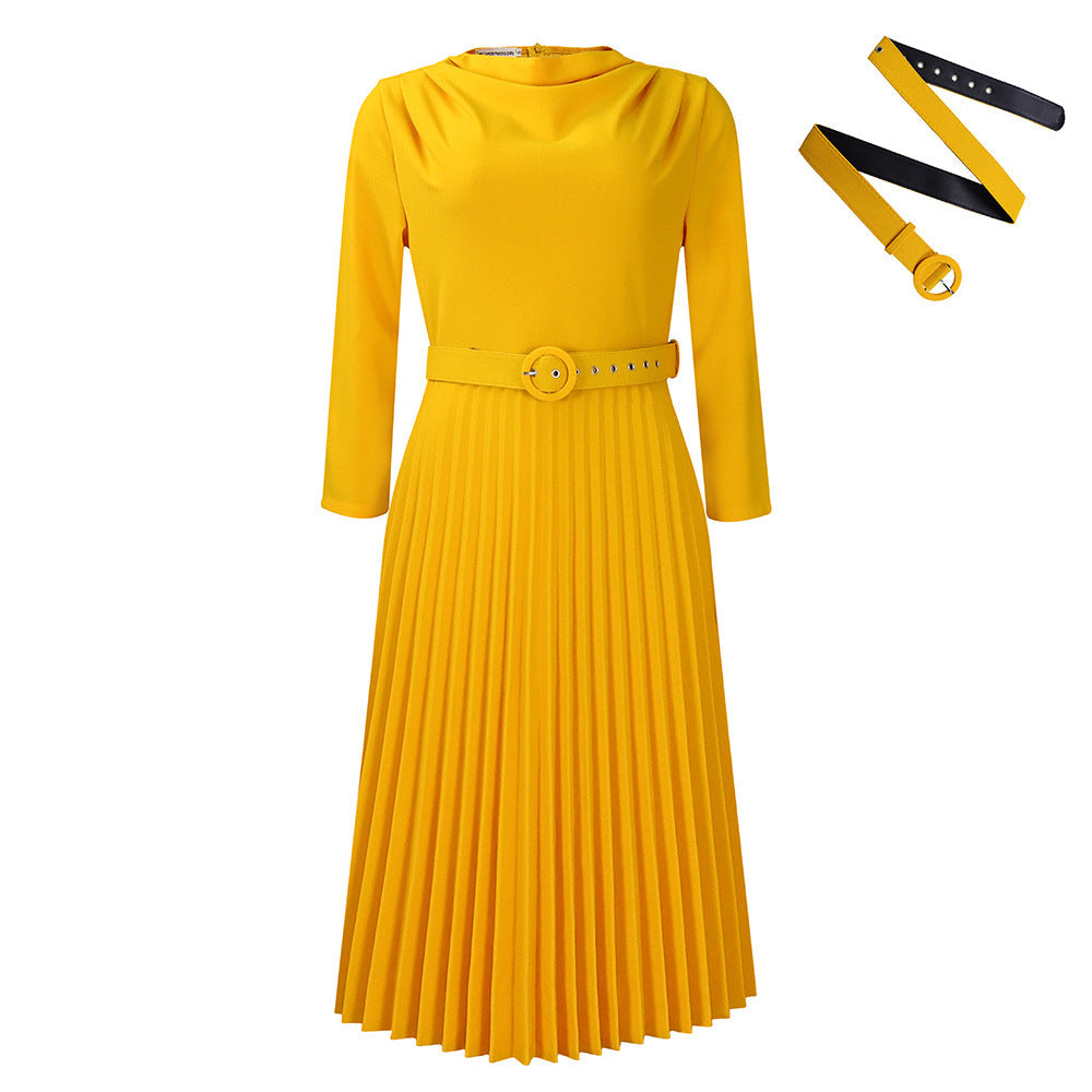 Damen Midikleid Plissee Tailliert Norvielle
