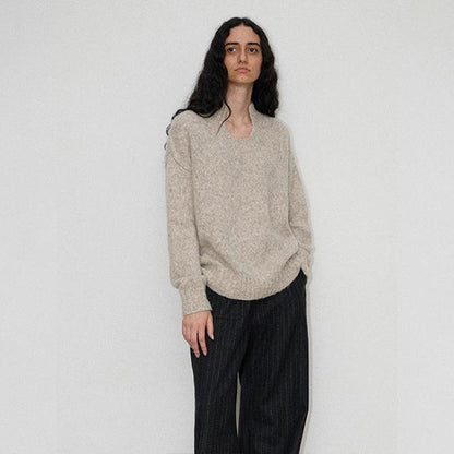 Damen Grobstrickpullover Stehkragen Norvielle