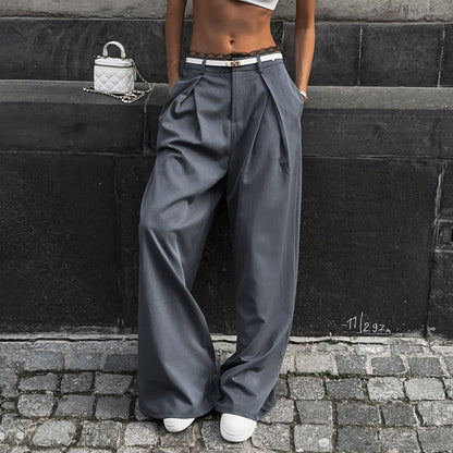 Damenhosen Hohe Taille Spitzenbund Schwarz - Norvielle