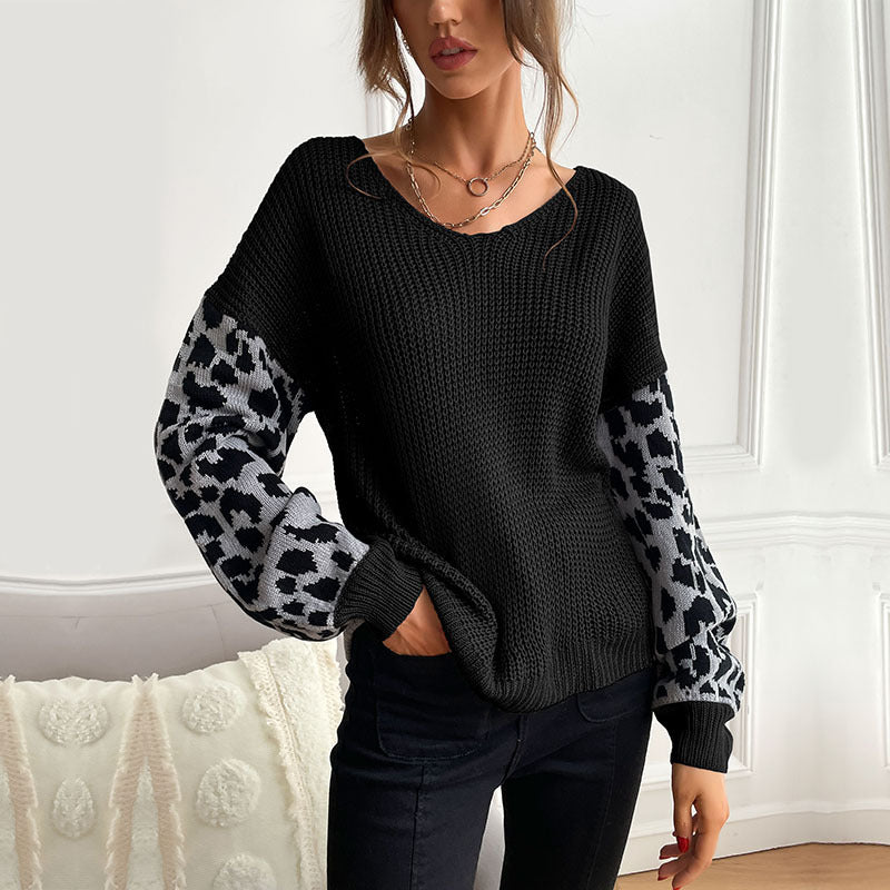 Damen Strickpullover mit Tiermuster Ärmel Norvielle