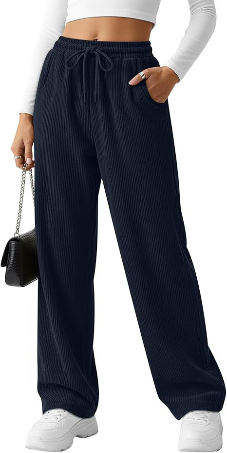 Damen Rippstrick-Hose Breit Kordelzug Norvielle