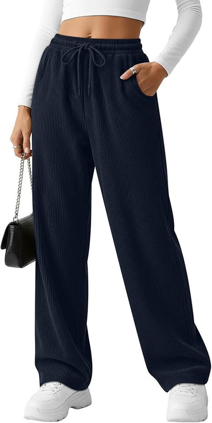 Damen Rippstrick-Hose Breit Kordelzug Norvielle