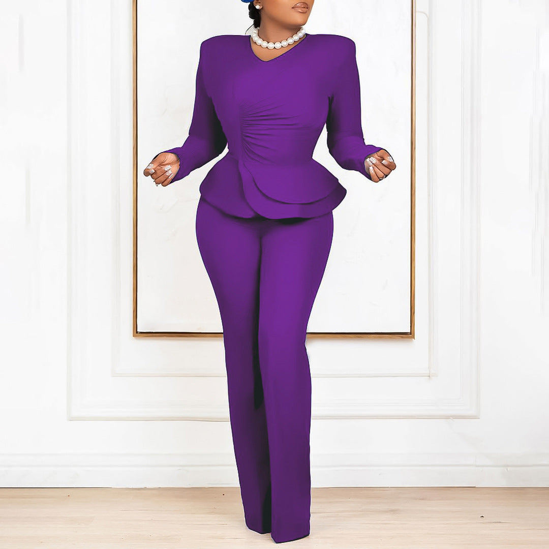 Damen Jumpsuit Peplum Langärmlig Elegant Norvielle