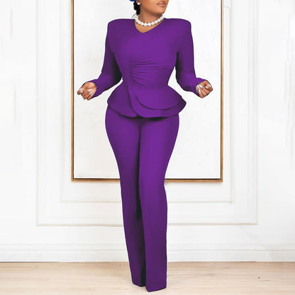 Damen Jumpsuit Peplum Langärmlig Elegant Norvielle