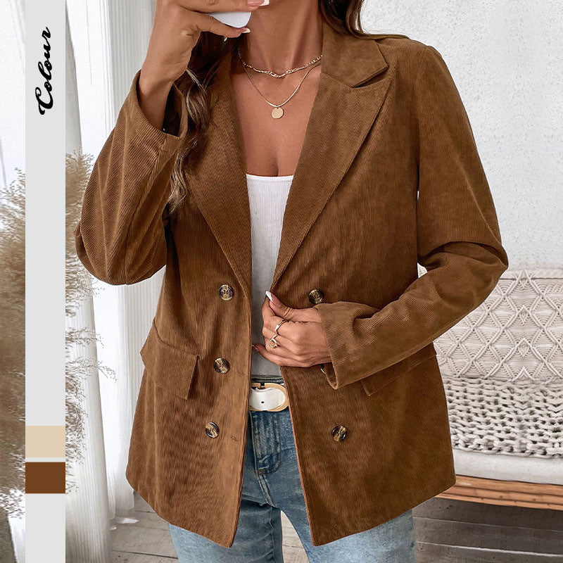 Damen Cord-Blazerjacke Strukturiert Braun - Norvielle