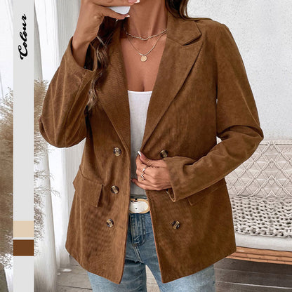Damen Cord-Blazerjacke Strukturiert Braun - Norvielle