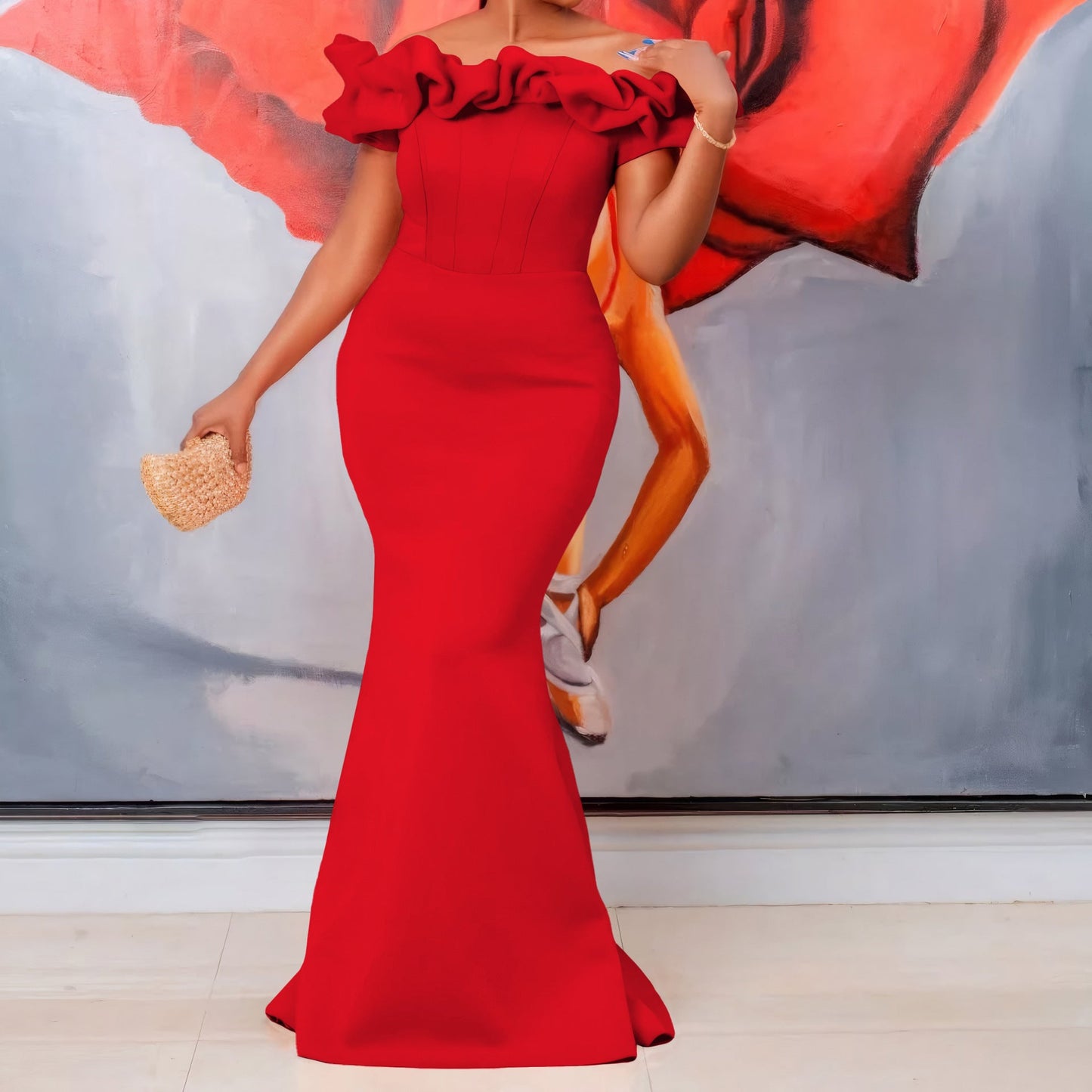 Damen Wickelkleid Voluminöser Kragen Norvielle