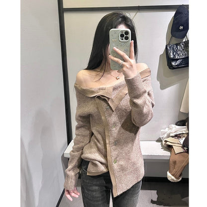 Damen Cardigan Kuschelweich Bindegürtel Beige - Norvielle