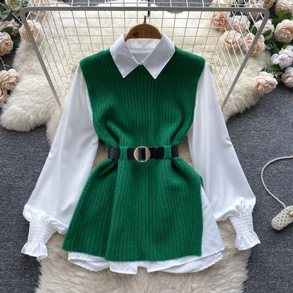 Damen Strickkleid Blusenoptik Norvielle