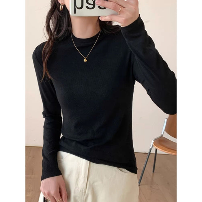 Damen Langarmshirt Höherer Stehkragen Norvielle
