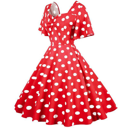 Damen Rockabilly Kleid Polka Dots Muster es Kleid