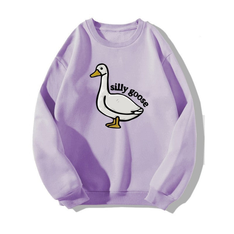 Damen Sweatshirt Entenmotiv Lässig Grün
