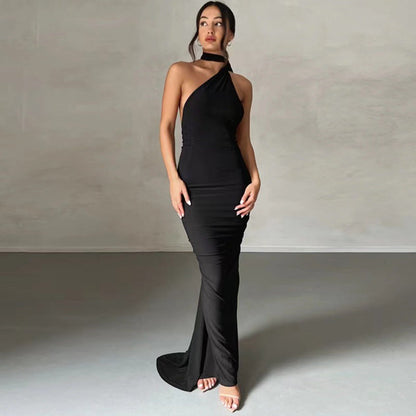 Damen Wickelkleid Asymmetrischer Saum Figurbetont Schwarz Norvielle - Norvielle