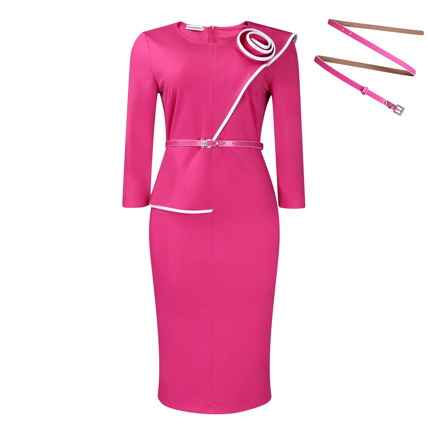 Damen Etuikleid mit Gürtel Modern
