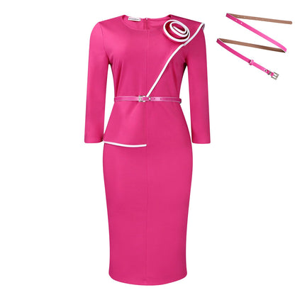 Damen Etuikleid mit Gürtel Modern