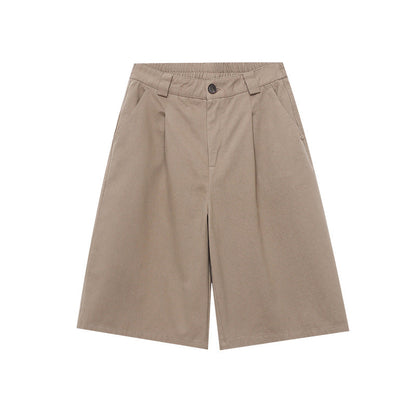 Damen Chino Shorts Falten Gürtel Detail Beige