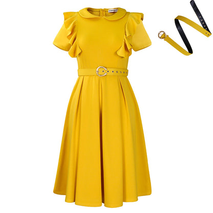 Damen Kleid Rüschendetails Taillierte Taille Norvielle