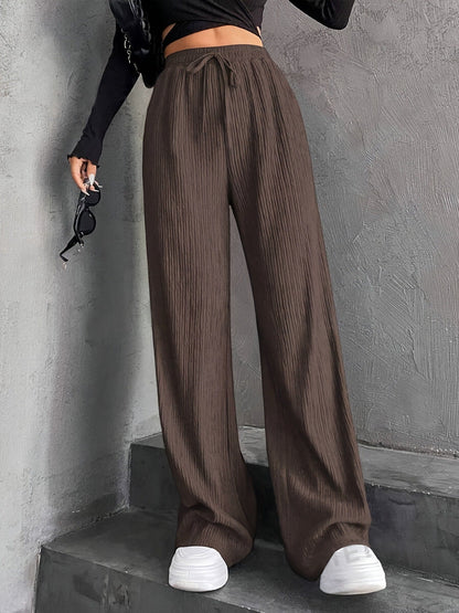 Damen Plissee-Hose Weit Elastischer Bund