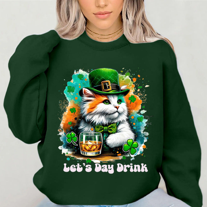 Damen Sweatshirt Katzenmotiv Lustig Weiß