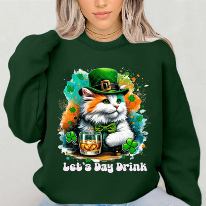 Damen Sweatshirt Katzenmotiv Lustig Weiß