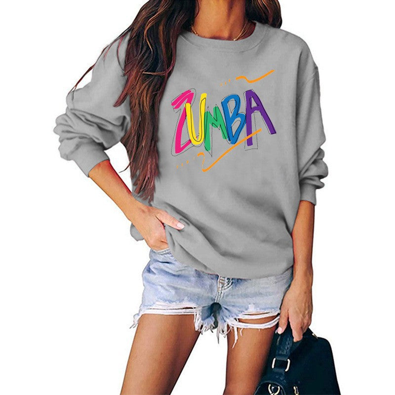 Damen Sweatshirt Modernes Zumba Design Lässig Grau