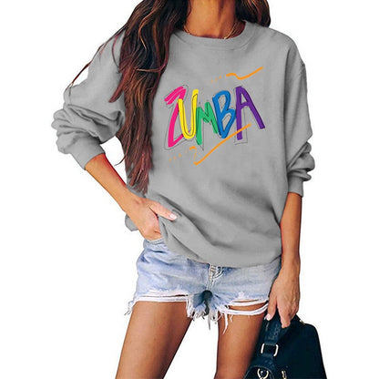 Damen Sweatshirt Modernes Zumba Design Lässig Grau