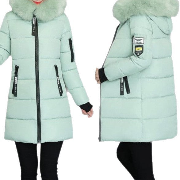 Damen Steppjacke Langärmelig Abnehmbarer Kunstfellkragen