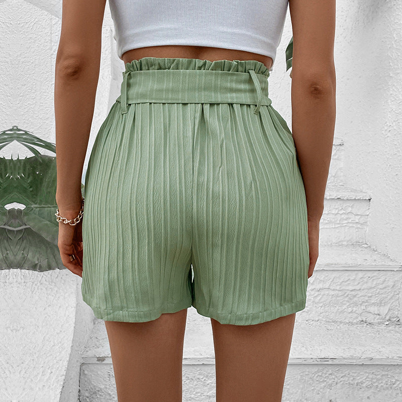 Damen Faltenshorts Verstellbarer Taillengürtel Norvielle