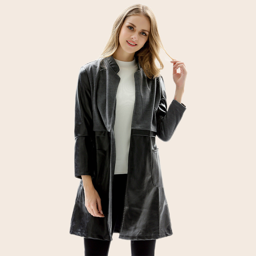 Damen Kunstlederjacke Taillierte Optik
