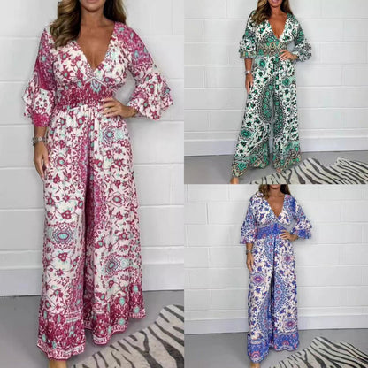 Damen Jumpsuit Floralmuster Weite Ärmel Norvielle - Norvielle