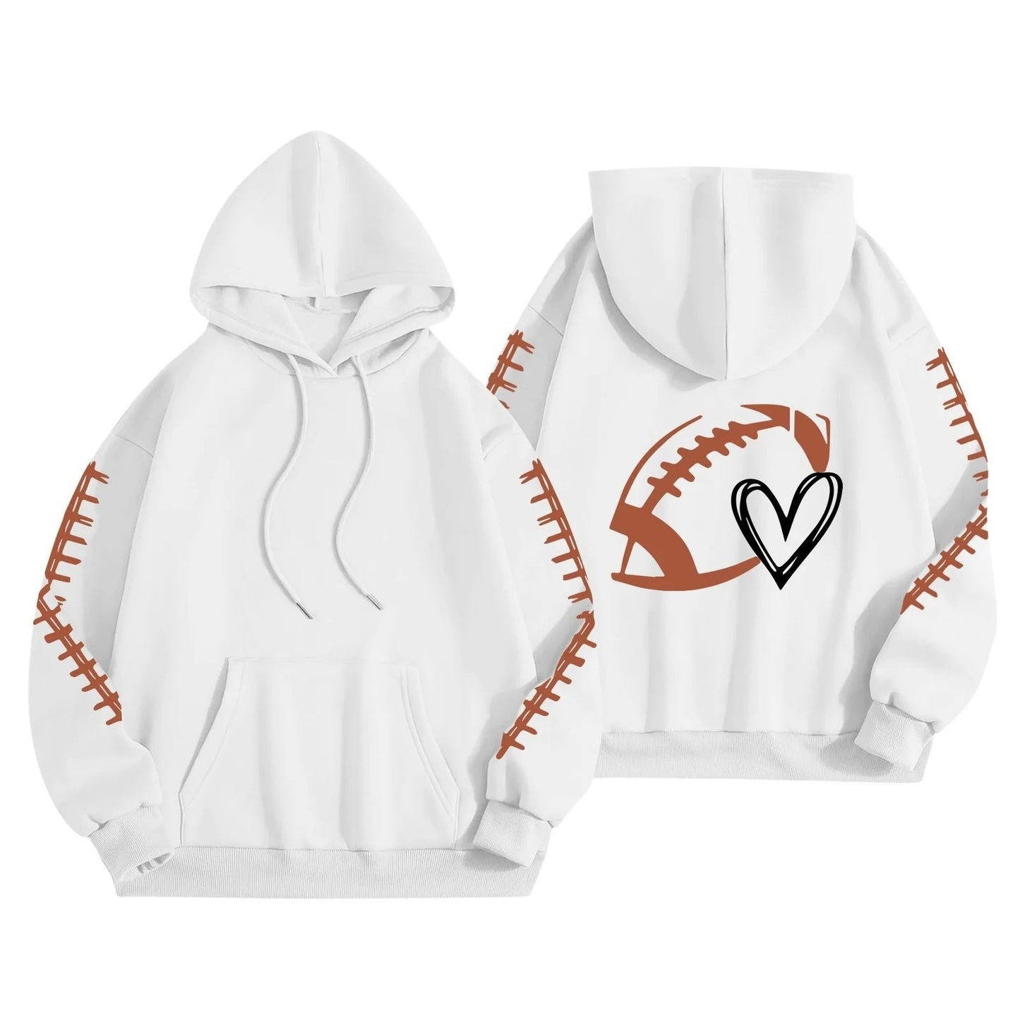 Damen Kapuzenpullover Football-Motiv Lässiger Schnitt
