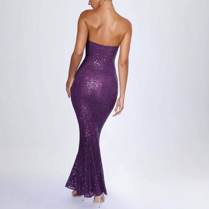 Damen Abendkleid Figurbetont Pailletten
