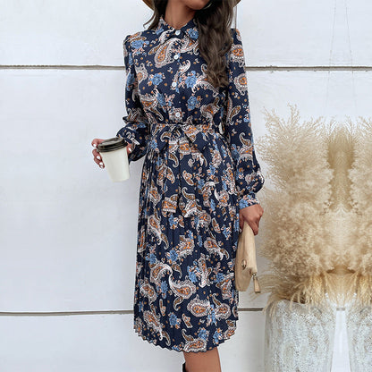 Damen Midikleid mit Knöpfen und Rüschen Elegant