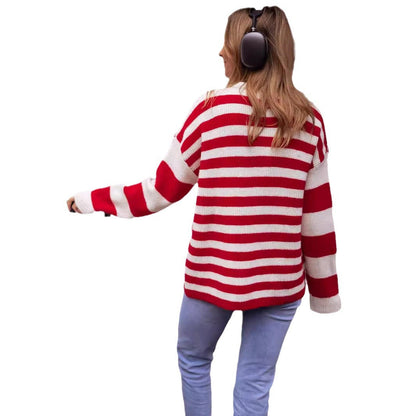 Damen Grobstrickpullover Streifenmuster Norvielle
