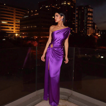 Damen Abendkleid Elegantes Einseitiger Träger Geschlitzter Saum - Norvielle