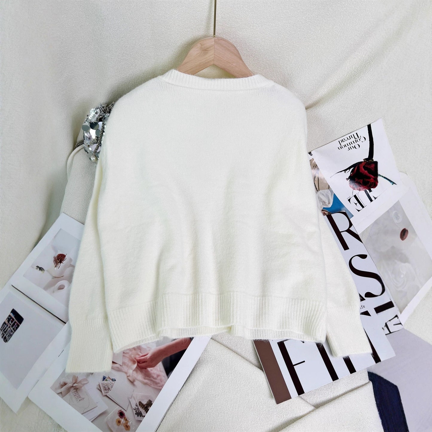 Damen Strickjacke mit Schleifen-Applikationen